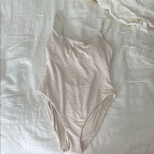 Cream Textured One-Piece Swimsuit